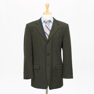 Jones New York 42L Green Solid 3-Button Sport Coat Blazer Jacket O641
